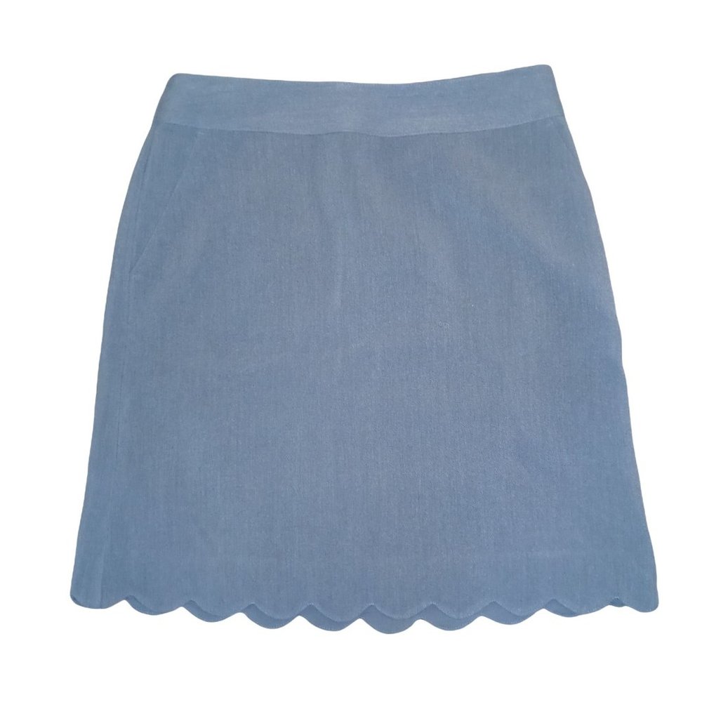 Loft Petites Gray Scallop Hem Shift Skirt